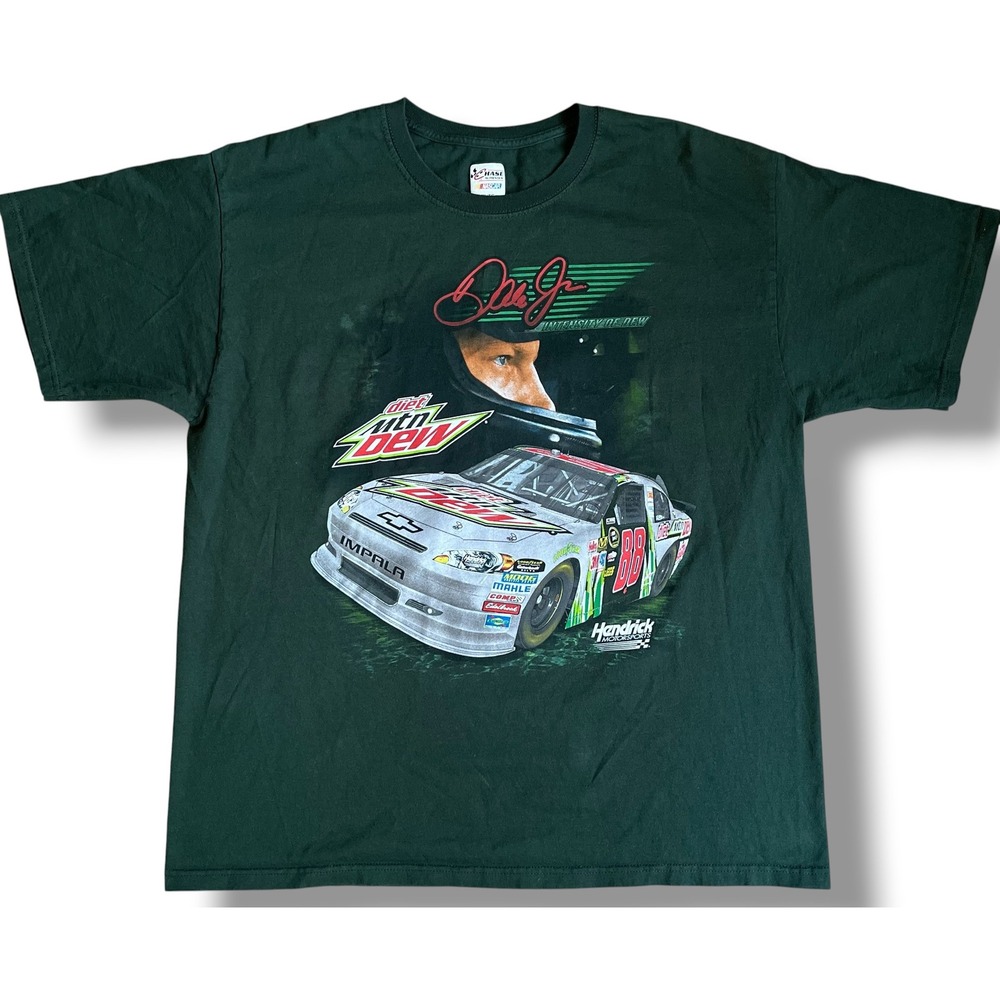 Chase Authentics NASCAR Dale Earnhardt Jr Diet Mountain Dew T-Shirt Green XL 88